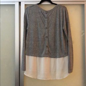 Grey tunic sweater button down back